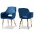Bowery Hill Germaine Navy Blue Velvet Metal Dining Chairs (Set of 2) Perspective: front