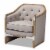 Bowery Hill Fabric and White Washed Oak Wood Accent Chair in Gray-Beige Perspective: front