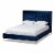 Bowery Hill Tufted Modern Velvet Platform Queen Bed in Navy Blue Perspective: front