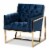 Bowery Hill Navy Velvet Upholstered Gold Finished Lounge Chair Perspective: front