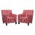Home Square 2 Piece Clover Print Fabric Accent Arm Chair Set in Red Perspective: front