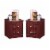 Home Square Contemporary 2 Drawer Wooden Nightstand Set in Mahogany (Set of 2) Perspective: front
