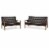 Home Square 2 Piece Faux Leather Sofa Set with Tufted Sofa and Loveseat in Brown Perspective: front