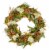Northlight White and Orange Hydrangea Artificial Fall Harvest Twig Wreath, 28-Inch, Unlit Perspective: front