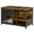 Wooden Cat House End Table, Elevated Kennel Pet Bed w/ Cushion, Rustic Brown Perspective: front
