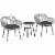 3-Piece Rattan Bistro Outdoor Table & Chairs Furniture Patio Set, Garden, Grey Perspective: front