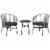 3-Piece Rattan Bistro Outdoor Table & Chairs Furniture Patio Set, Garden, Grey Perspective: front