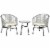 3-Piece Rattan Bistro Outdoor Table & Chairs Furniture Patio Set, Garden, White Perspective: front