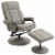 Faux Leather Recliner Chair, Living Room Swivel Chair w/ Ottoman Footrest, Grey Perspective: front