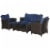 4 PC Outdoor Patio Conversation Sectional Set w/ Sofa & Coffee Table, Blue Perspective: front