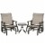 2-Person Gliding Rocking Chairs & Bistro Tea Table Garden Swing Seat Patio Grey Perspective: front
