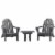 3pc Outdoor Folding Patio Furniture Set, 2 Adirondack Chairs, Table, Dark Grey Perspective: front
