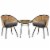 3pcs Patio Bistro Set Rattan Wicker Furniture, 2 Chairs, Coffee Table, Dark Grey Perspective: front