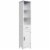 Tall Bathroom Storage Cabinet, Freestanding Linen Tower Slim Organizer, White Perspective: front