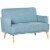 Loveseat Sofa Modern Love Seat Linen Fabric Couch for Small Spaces, Blue Perspective: front