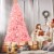 Costway 7.5Ft Hinged Artificial Christmas Tree Full Fir Tree New PVC w/ Metal Stand Pink Perspective: front