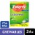 Zyrtec 24 Hour Allergy Relief Dye-Free Chewable Tablets Cetirizine HCl Perspective: front