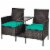 Slickblue - Patio Rattan Wicker Conversation Set Sofa Cushioned Loveseat Glass Table Perspective: front