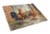 Rooster and Chickens by Daphne Baxter Glass Cutting Board Large Perspective: front