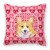 Corgi Hearts Love and Valentine's Day Portrait Fabric Decorative Pillow Perspective: front