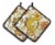 Carolines Treasures  CJ2003-QPTHD Letter Q Floral Mustard and Green Pair of Pot Perspective: front