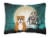 Halloween Scary  English Bulldog Red White Canvas Fabric Decorative Pillow Perspective: front