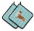 Carolines Treasures BB3720PTHD Corgi Checkerboard Blue Pair of Pot Holders Perspective: front
