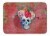 Day of the Dead Red Flowers Skull  Machine Washable Memory Foam Mat Perspective: front