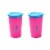 Wow Cup for Kids Original 360 Sippy Cup, Pink with Blue Lid, 9 oz TWO PACK Perspective: front