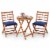 Slickblue Outdoor 3 Piece Acacia Wood Bistro Set with Cushions for Backyard Perspective: front