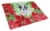 French Bulldog Black White Poinsettas Glass Cutting Board Large Perspective: front