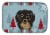 Winter Holiday Longhair Black and Tan Dachshund Dish Drying Mat Perspective: front