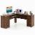 66.5'' L Shaped Home Office Desk Corner Computer Desk Drawer Keyboard Tray Walnut Perspective: front