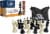 WE Games Weighted Plastic Staunton Chessmen, Black & Cream - 3.75 in King Perspective: front