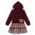 Hooded Long Sleeve Dress Burgundy And Pink Plaid Perspective: front
