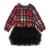 Plaid Dress With Long Sleeves And Mesh Skirt Perspective: front