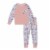 Organic Cotton Two Piece Printed Pajama Set Grey With Roses Perspective: front