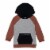 Quilted Hooded Fleece Top With Zipper Pocket Light Heather Grey, Black And Brown Perspective: front
