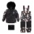Printed Unicorns Two Piece Snowsuit Black Perspective: front