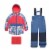 Printed Frosted Flowers Two Piece Snowsuit Navy Blue And Red Perspective: front