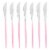 240 Knives - Silver with Pink Handle Moderno Disposable Plastic Dinner Knives Perspective: front