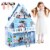 Wooden Dollhouse 3-Story Pretend Playset W/ Furniture & Doll Gift for Age 3+ Year Perspective: front