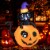 5FT Inflatable Halloween Decor Pumpkin with Witch's Black Cat w/ LED & Sandbags Perspective: front