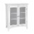 Elegant Home Fashions Wooden Bathroom Floor Storage Cabinet Space Saver w/ Glass Doors White Perspective: front