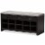 Baxton Studio 10 Cubby Upholstered Shoe Storage Bench in Gray Perspective: front