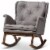Baxton Studio Maggie Tufted Rocker in Gray and Walnut Perspective: front
