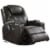 Bowery Hill Faux Leather Massage Rocker Recliner with Swivel Base in Black Perspective: front