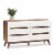 Levan Home Modern 6 Drawer Double Dresser in White and Walnut Perspective: front