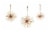 Brass Finish Metal Bursting Star Decorative Hanging Ornaments Set of 3 Rope Hangers Perspective: front