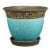Southern Patio Cadiz 8 Diameter Crackled Ceramic Planter Pot with Saucer, Teal Perspective: front